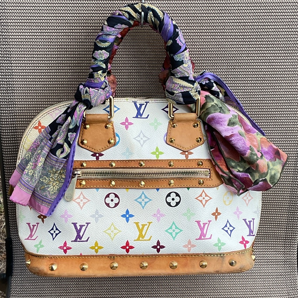 💕Louis Vuitton💕 White multicolored Alma pm SD0074